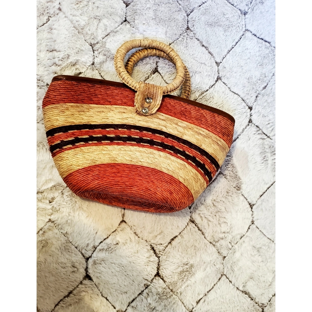 Vintage Woven Basket Purse with Zipper